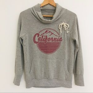 California Gray Cowl Neck Pullover Sweatshirt XS